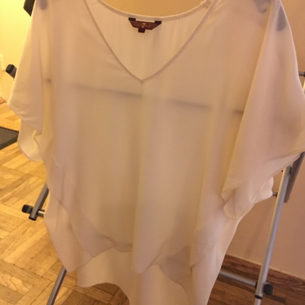 7 For All Mankind sheer cream blouse