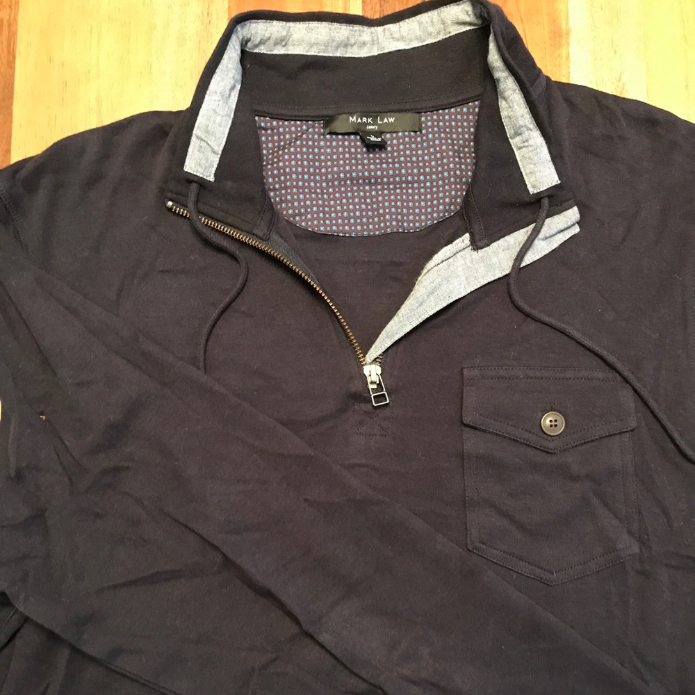Men's L Mark Law navy sweatshirt.