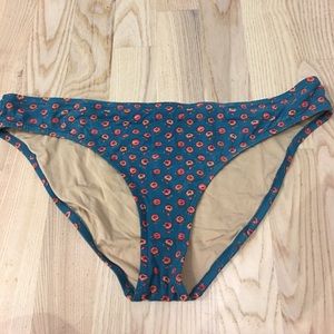 Teal and peach print bikini bottom