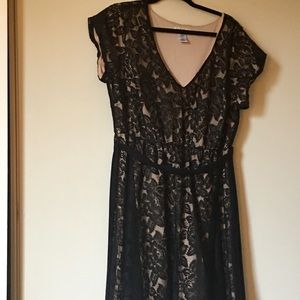 Black lace Dress with Nude Lining