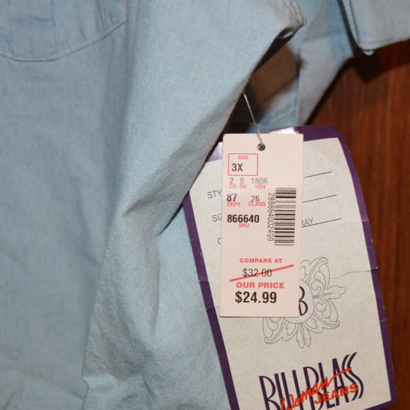 Bill Blass Plus Size 22/24 Light Denim Shirt NWT - Picture 5 of 7