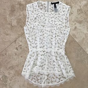 BCBG Lace white blouse XXS