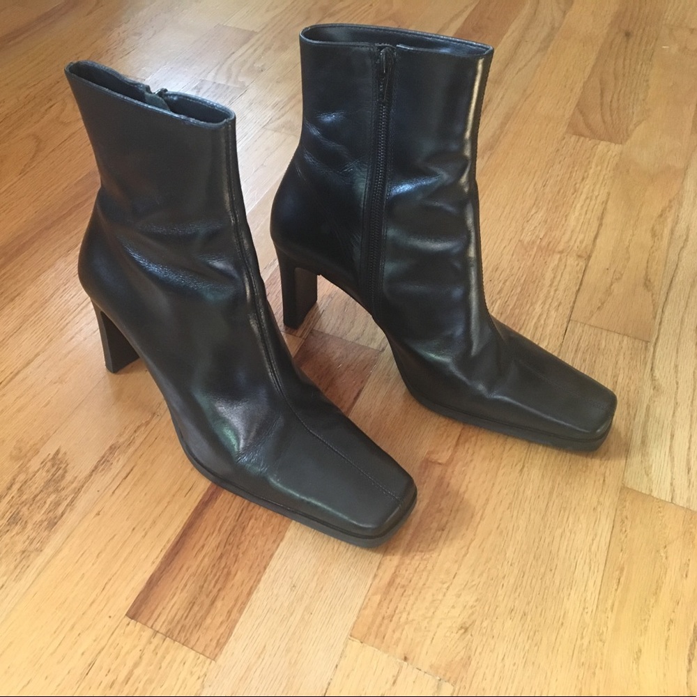 Black leather boots