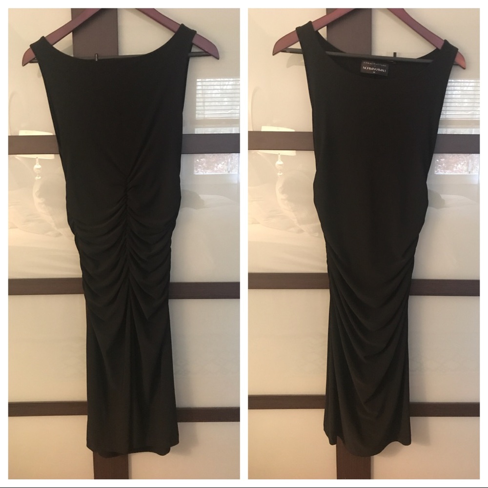 Rouched black above knee dress