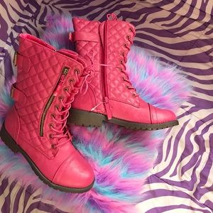 💜Cuuuute Pink Combat Boots! Size 7 💜 NIB
