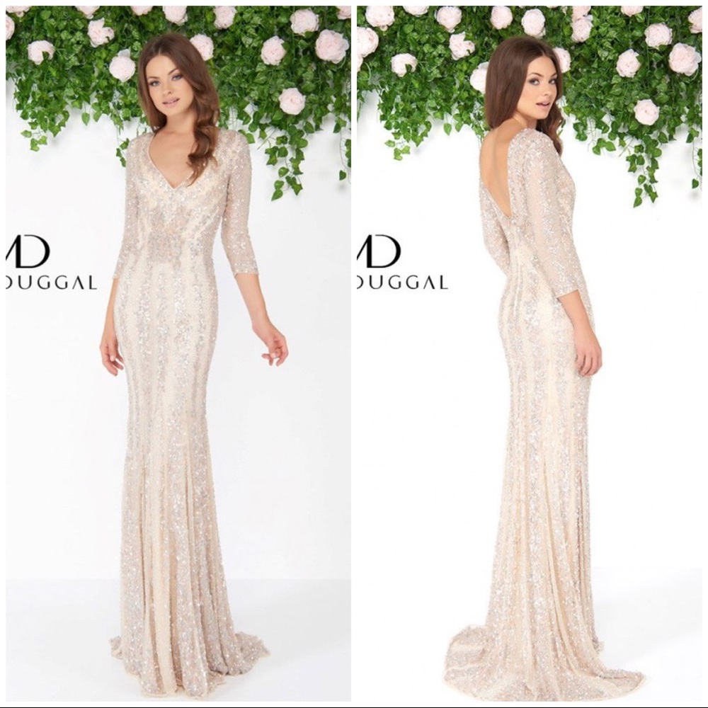 MAC DUGGAL Beaded Formal Dress, Size 2