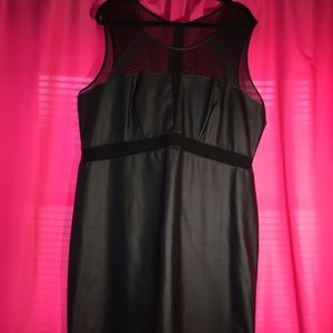 Short black faux leather dress