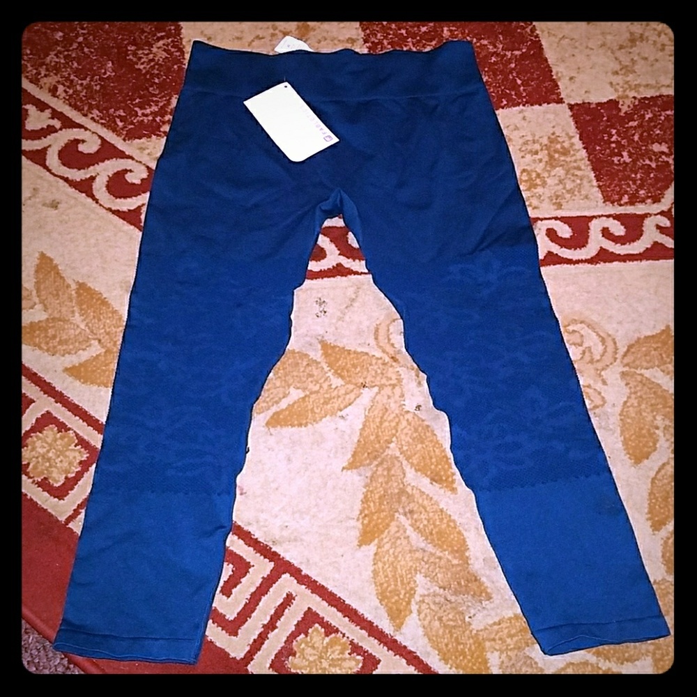 Fabletics Navy Teal Tights - Medium NWT