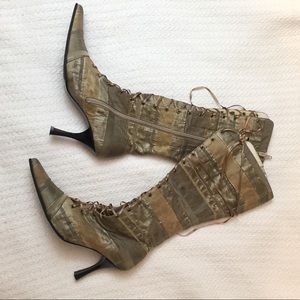 European lace up ribbon boots