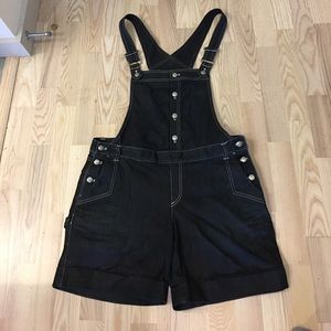 Dark navy denim overalls