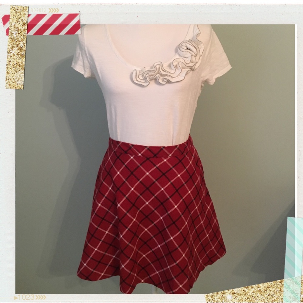 Red Plaid Skater Skirt