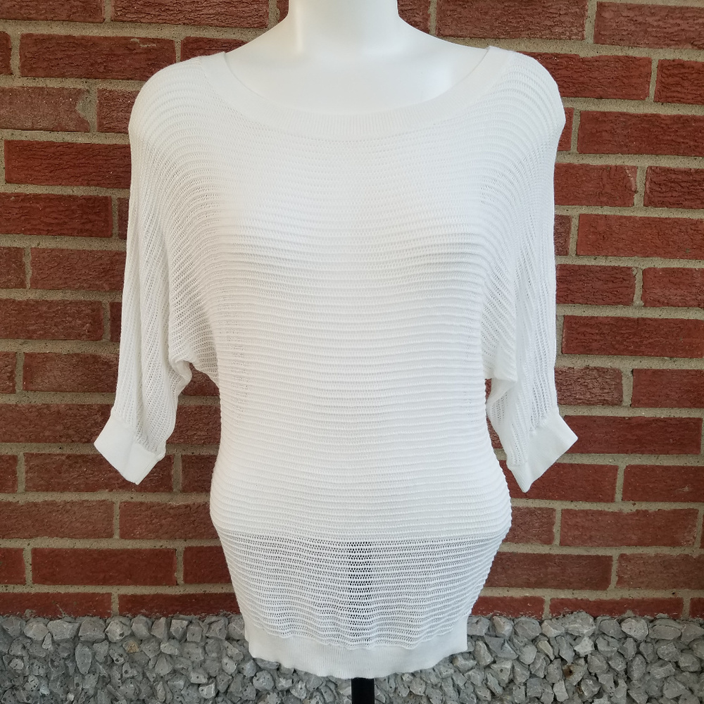 XS Express White Open Knit Light Sweater