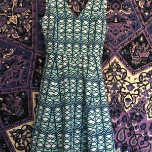 Anthropology Green and Blue Dress