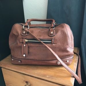 Cognac Brown Satchel-Style Purse