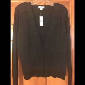 LOFT - Tiered Crepe front Cardigan - Black