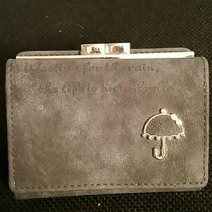 Cute 3 way suede look gray and tan wallet