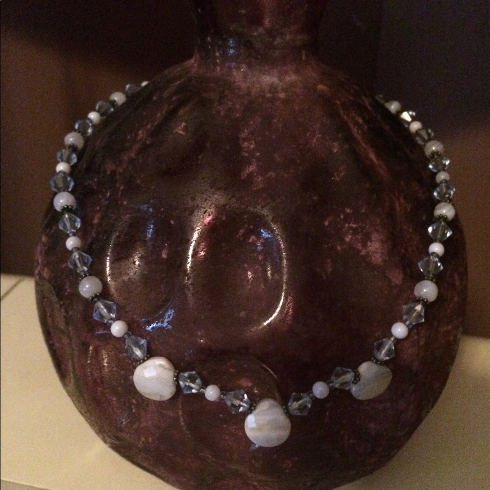 Blue lace agate beaded necklace.