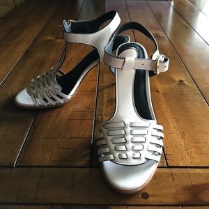 Coach White Leather Sandal Heels Size 8