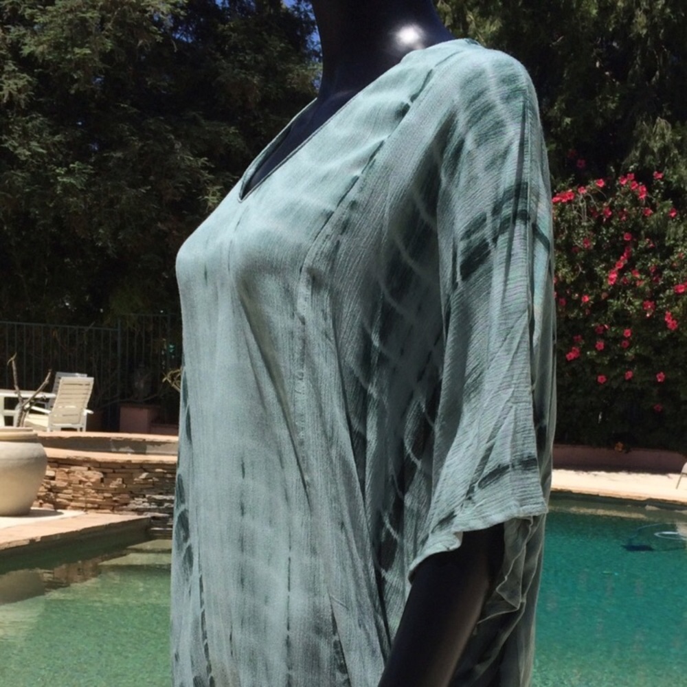 Umgee Green,Brown,Blue Oversized Tie Dye Tunics - Picture 7 of 8