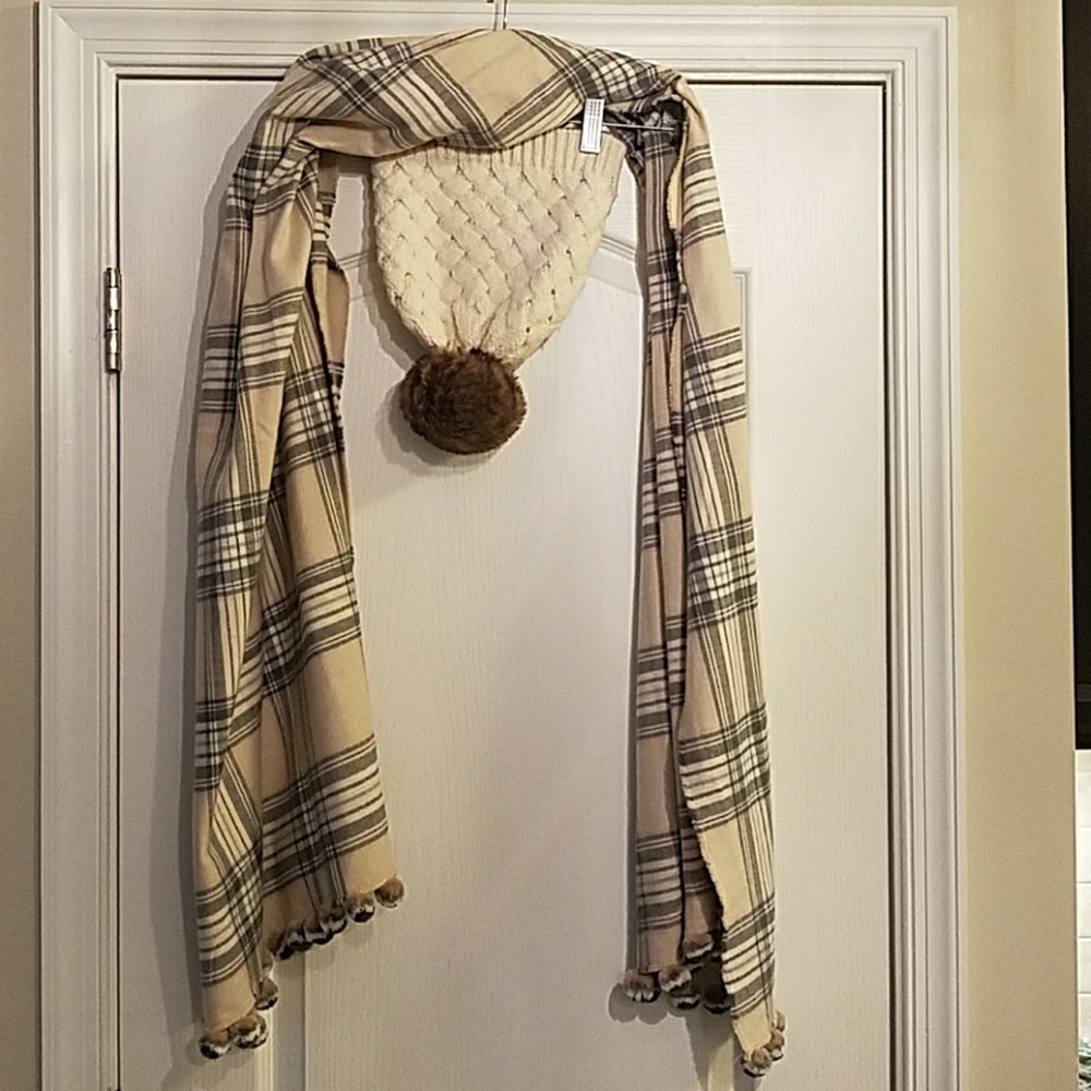 J Crew Fur Topped Cap and Scarf