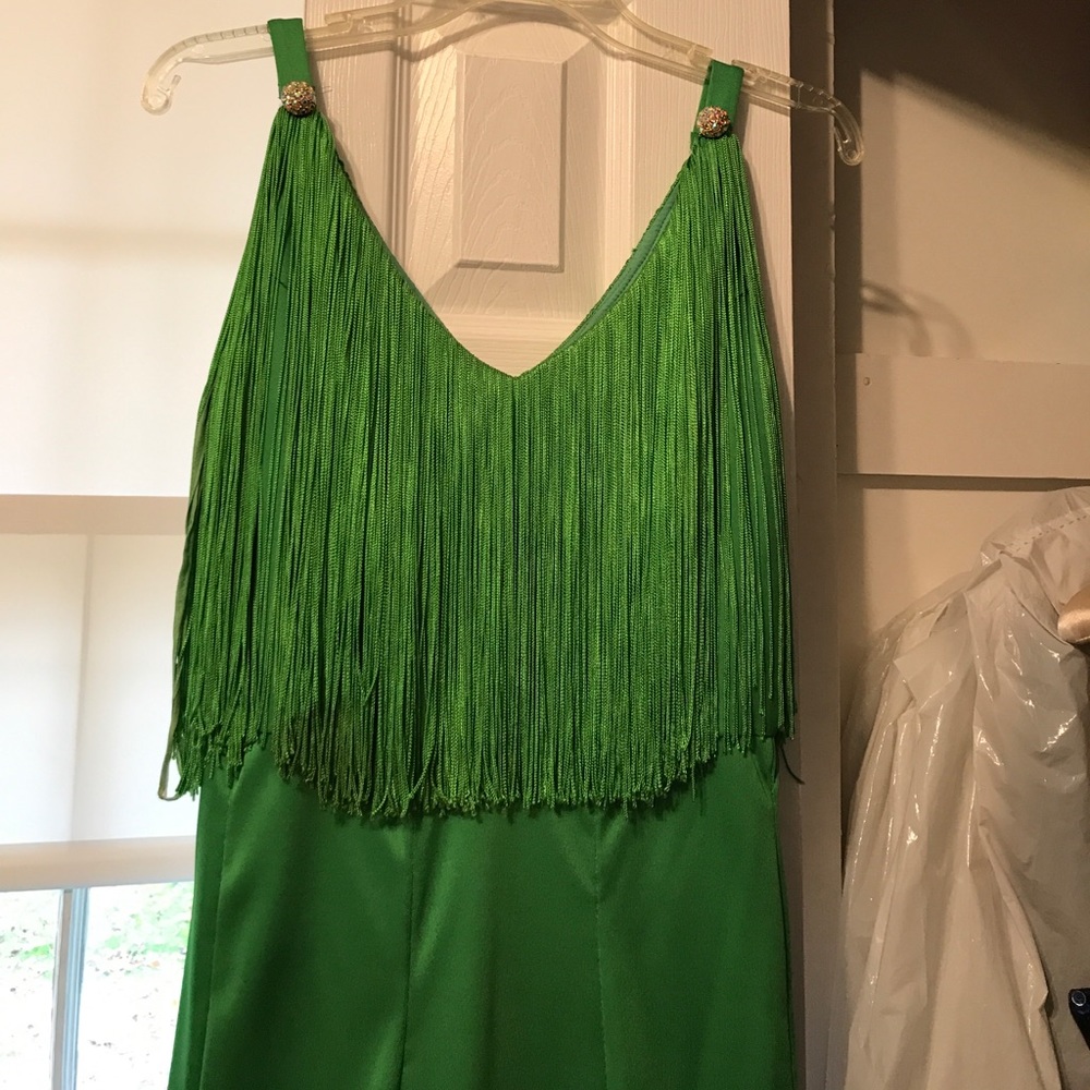 Vintage green fringe dress size 10-12