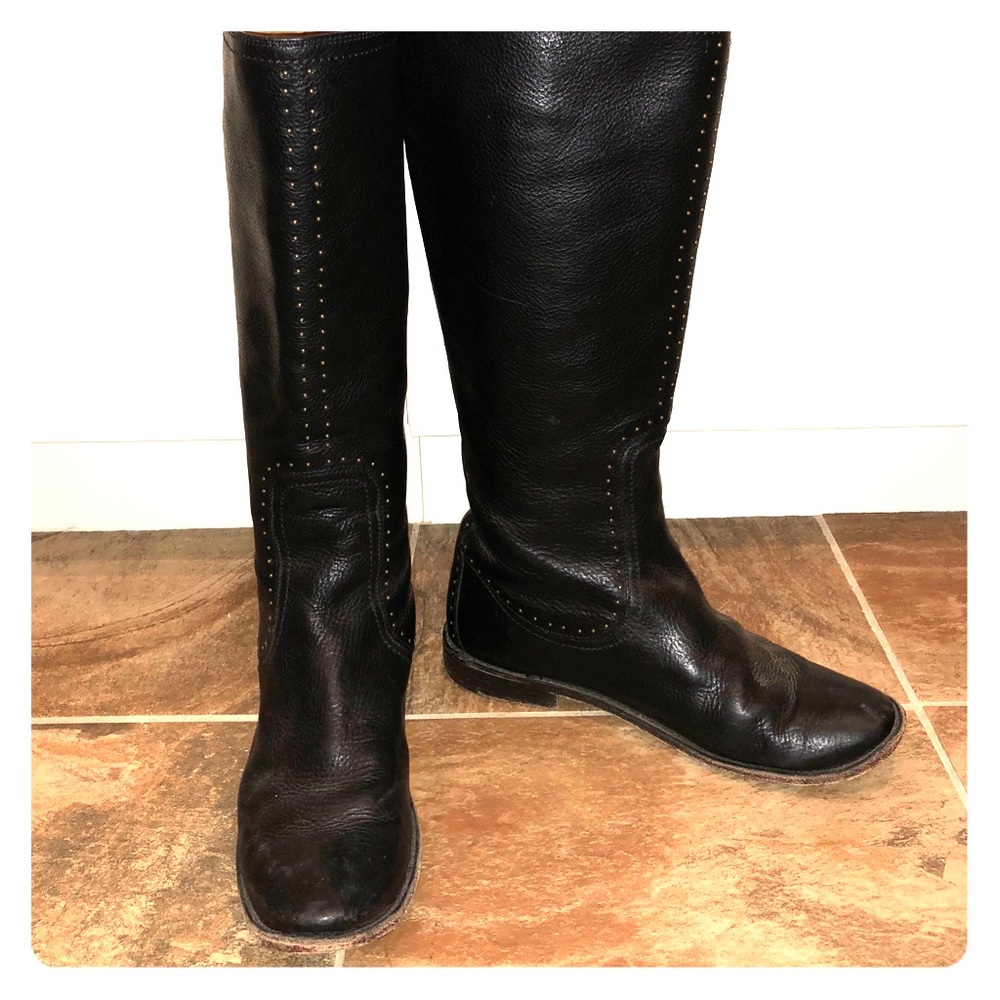 Frye Black Leather Riding Boots