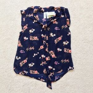 NWT Tie Neck Floral Blouse