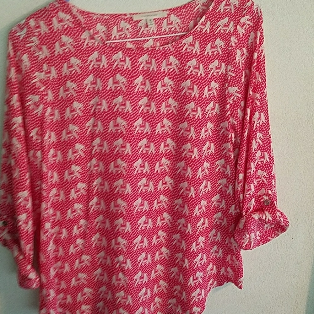 Hawthorne Bohemian elephant blouse -coral color