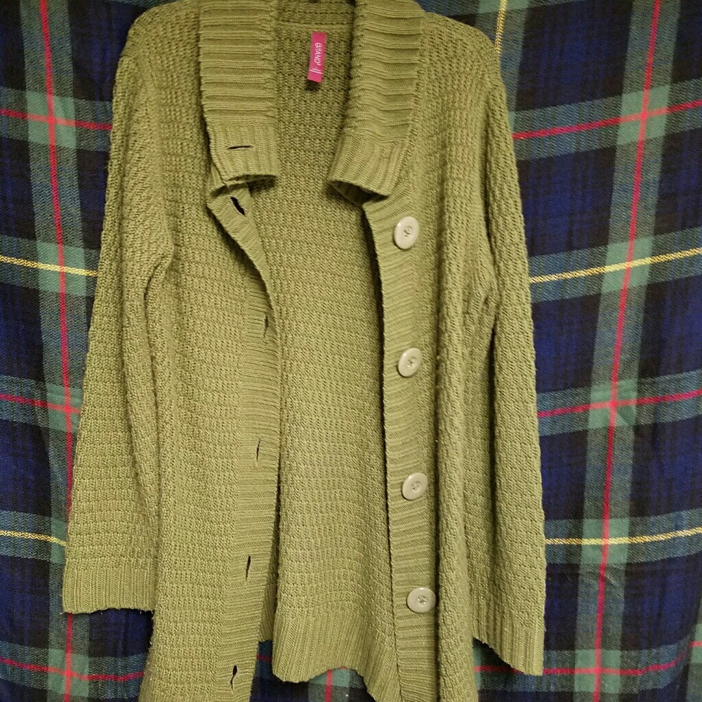 Green long chunky cardi sweater