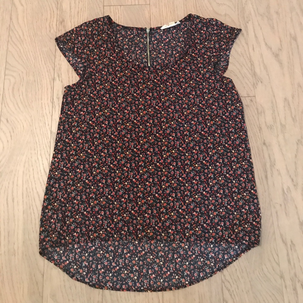 Pink Rose floral high low top with zipper