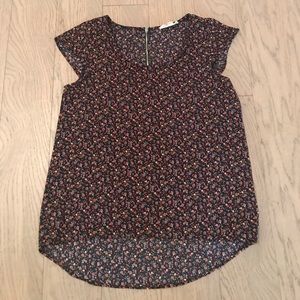 Pink Rose floral high low top with zipper