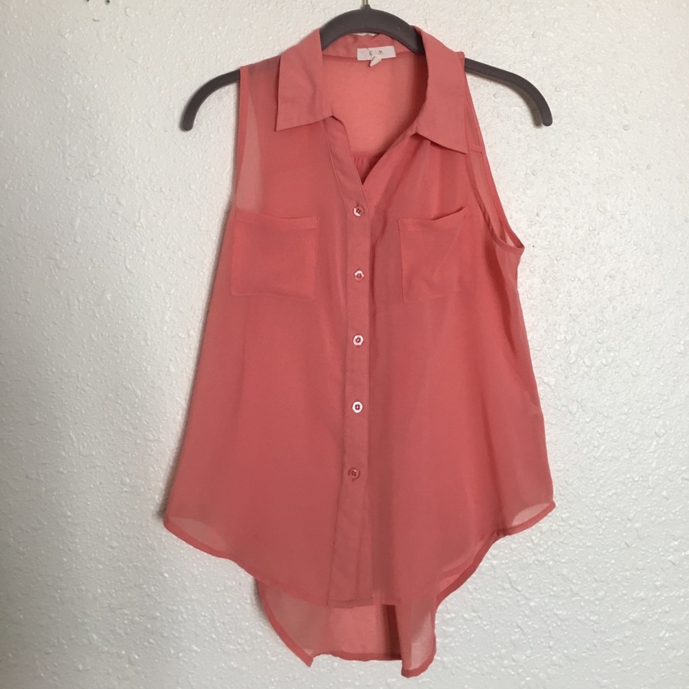 pink button up tank top
