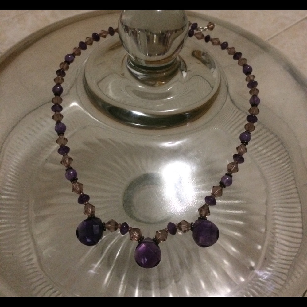 Amethyst beaded necklace.