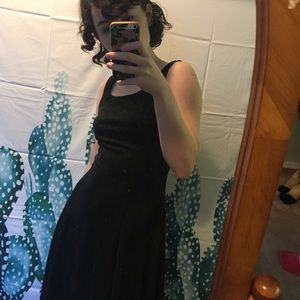 Black ankle length strap dress