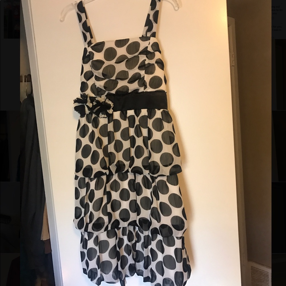 2-Hip black and white polka dot dress