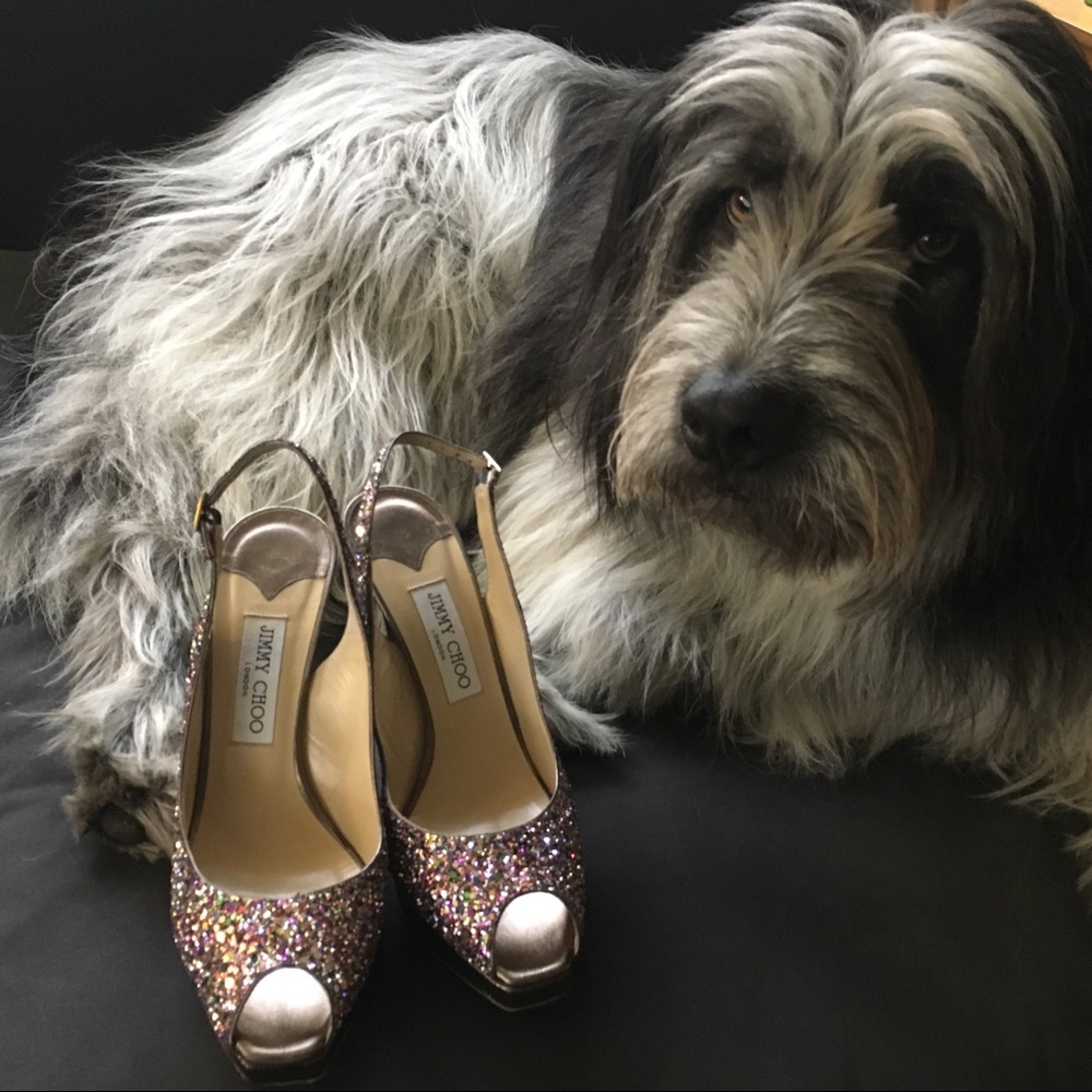 Jimmy Choo Glitter Slingback 5” Pumps