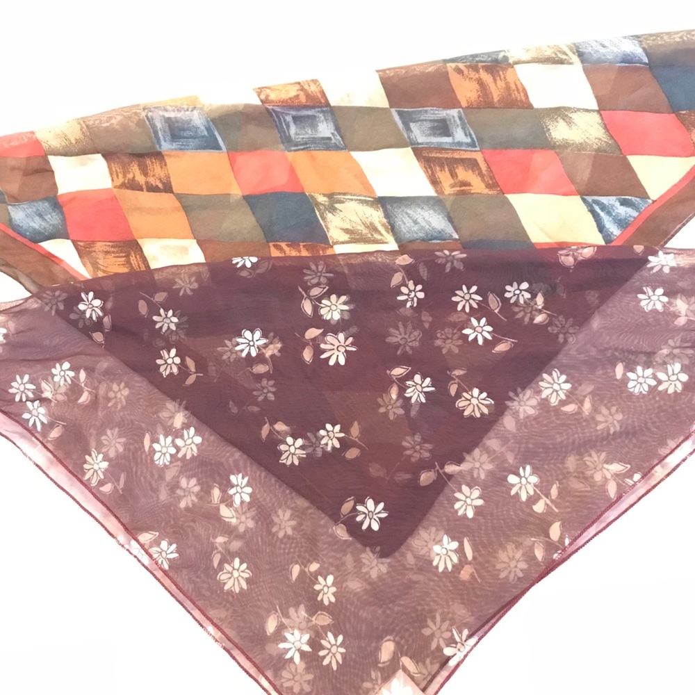 LOT OF 2 handkerchief scarves