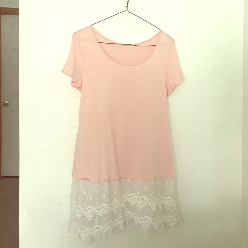 Soft, pink, lace bottom tunic.
