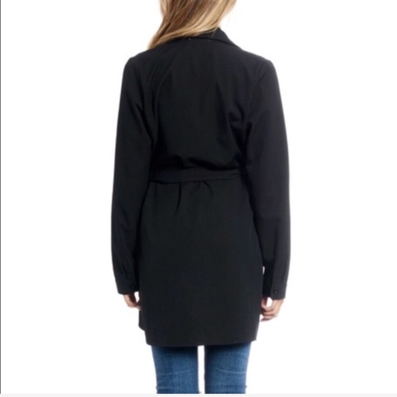 Trench Coat Waterfall Tie Waist Winter Jacket Open - Picture 4 of 8