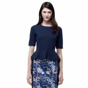 Club monaco Blue Bailey Ponte Peplum Top 4