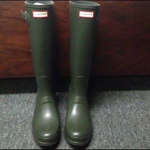 Olive green hunter rain boots
