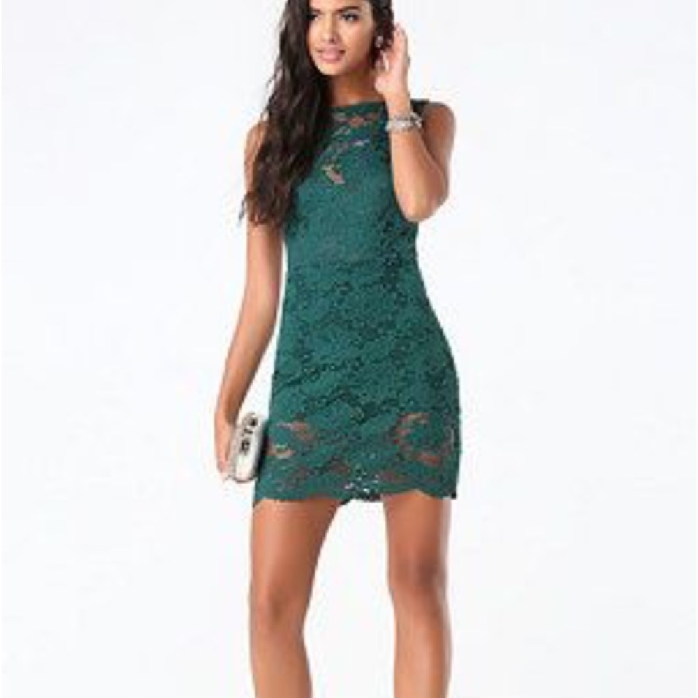 Forest green Bebe lace romper