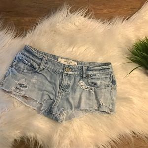 Abercrombie distressed denim shorts.
