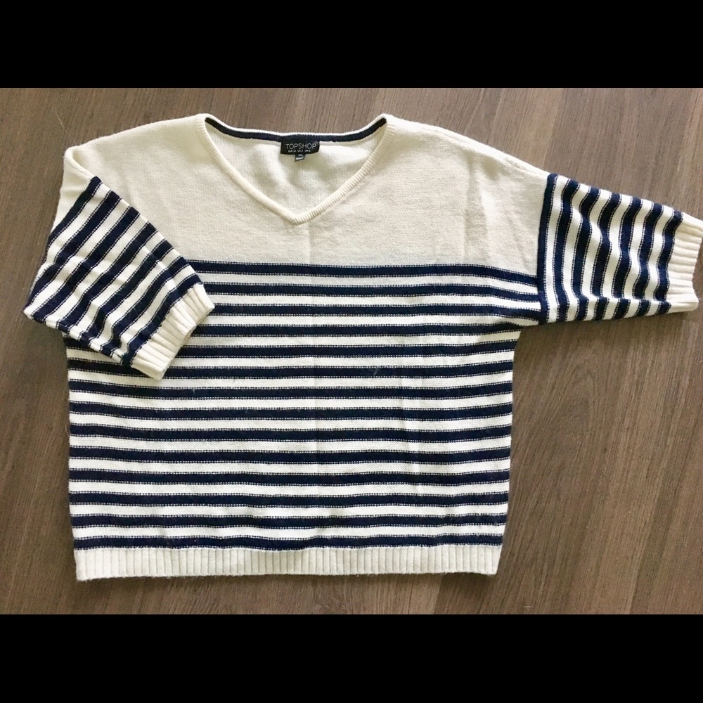Topshop navy & shite striped sweater