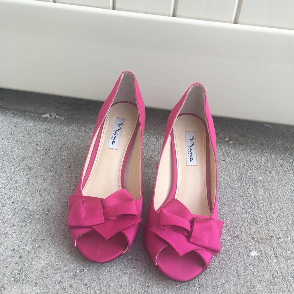 Magenta Open Toe Heels