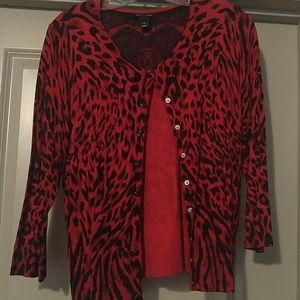 Animal print white house/black market cardigan