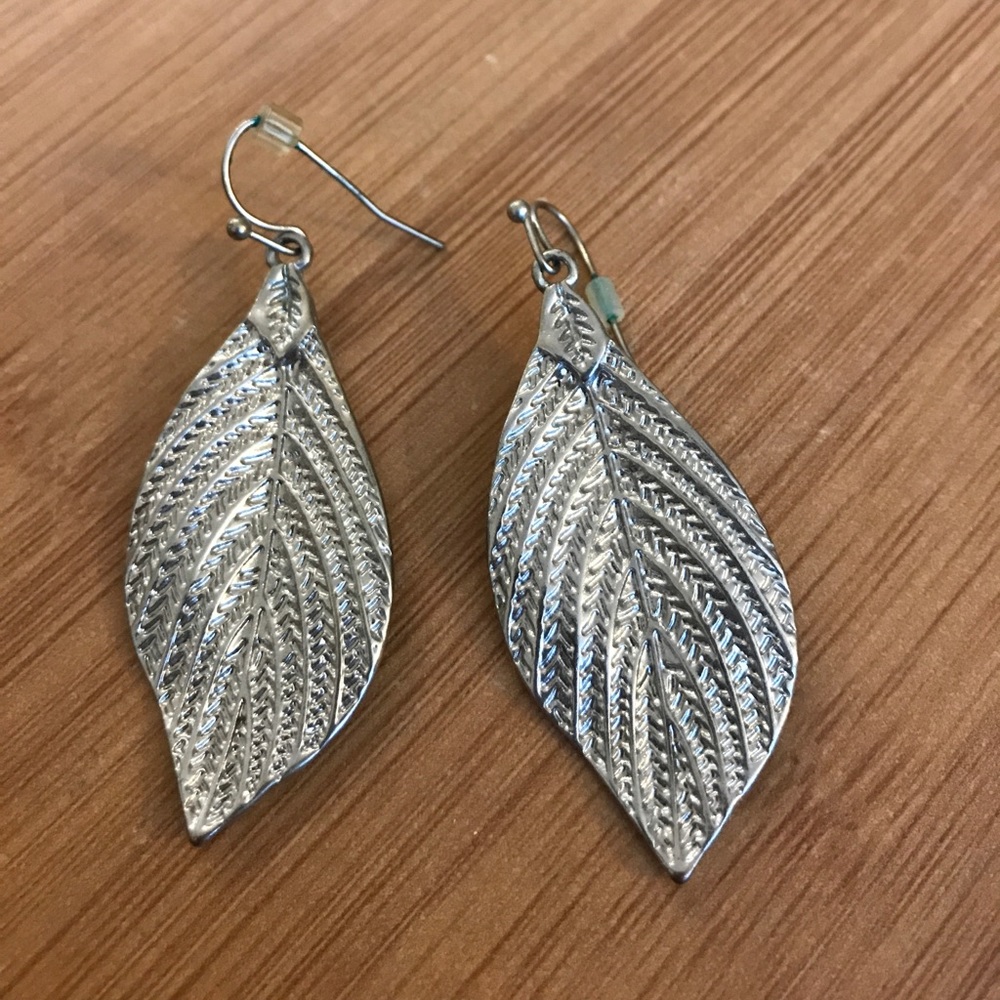 Silver feather earrings