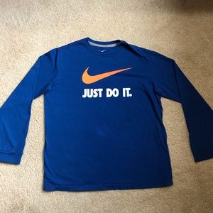 NIKE Blue Just Do It Longsleeve (Boy's XL)