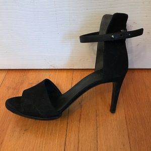 Vince Black Suede Ankle Strap Pumps