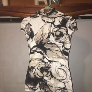 Express turtle neck short sleeve top multi color